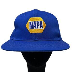 NAPA Auto Parts Vintage Snapback Hat Cap 80s 90s Retro Embroidered Nissin Blue